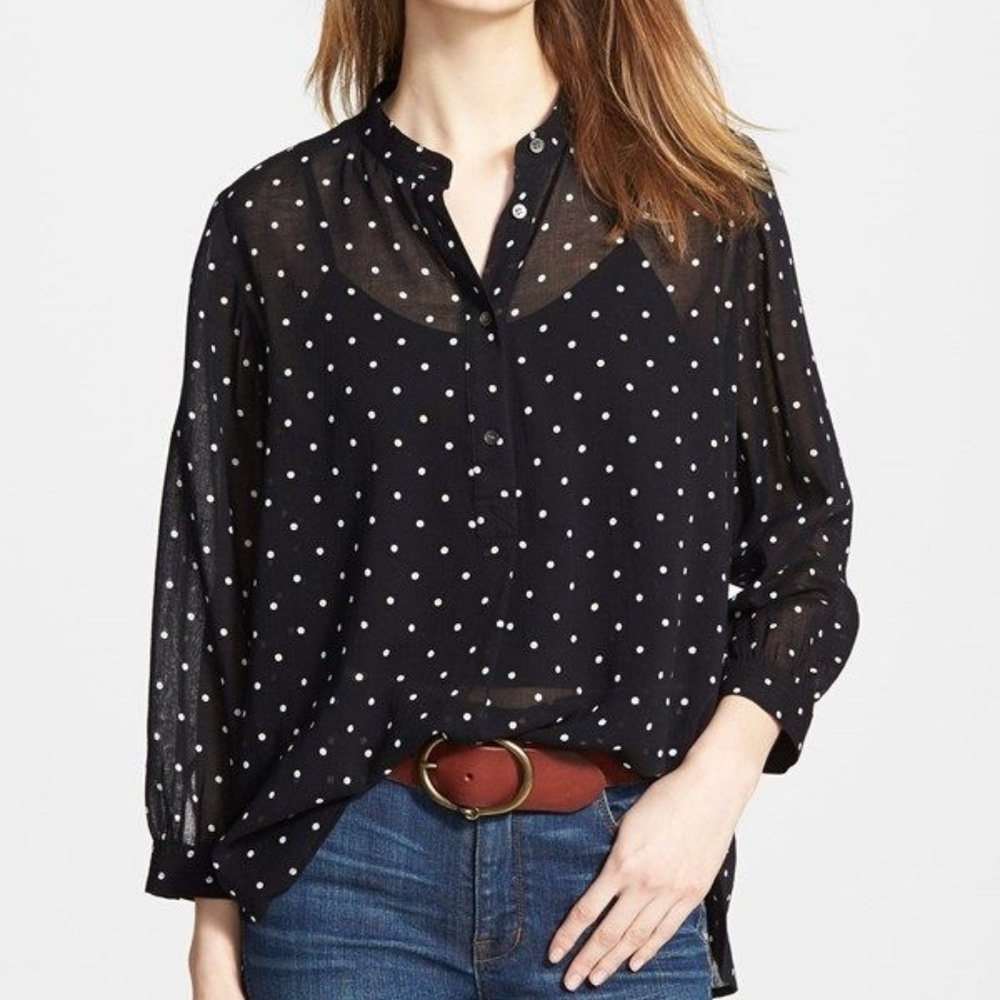 *EUC* Madewell Shirred Dot Print Blouse - S